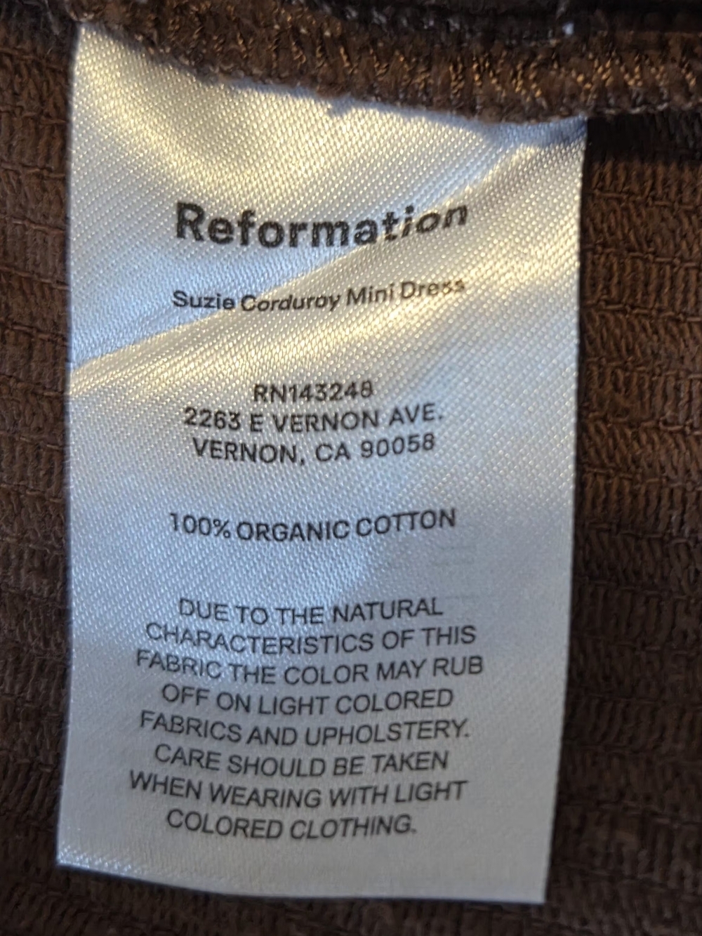 Reformation Brown Sleeveless Zip-Front Corduroy Mini Dress - Picture 9 of 11